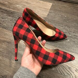 Mix No. 6 Plaid Red and Black Women's Heels